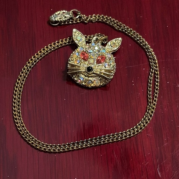 Accessories | Vintage Pendant Original Chain Bunny Cat Rabbit Ab Pink ...